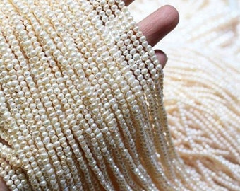 Loose Pearl Beads, Natural White Tiny Seed Freshwater Pearls 3mm Irregular Small Pearl Beads (HX127)