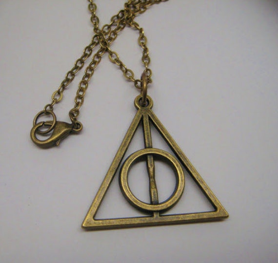 Harry Potter Deathly Hallows Necklace Antique gold by fotem