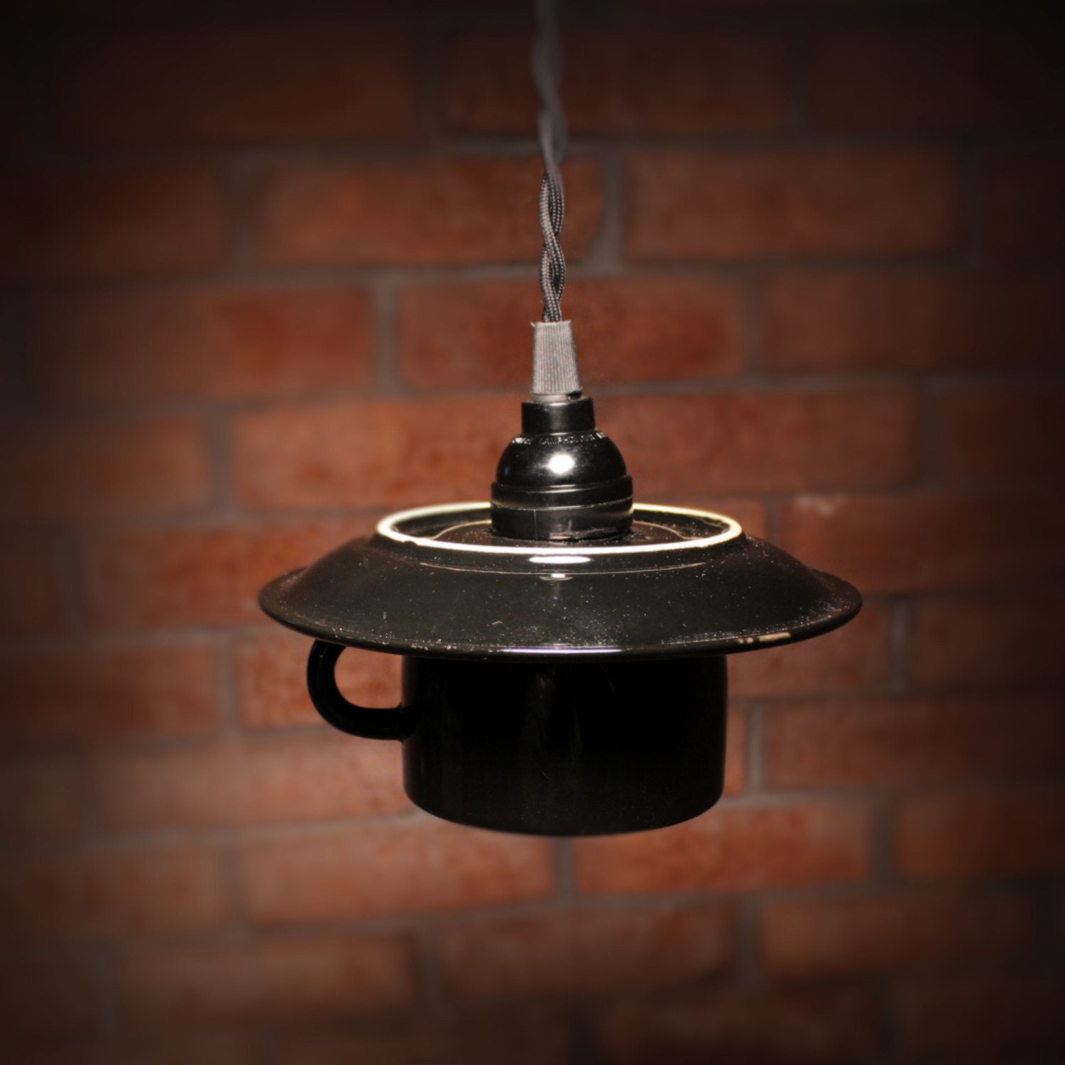 Black Tea Cup Pendant Light Coffee Cup Light by Lightenstein