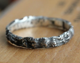 Unique silver ring, reticulated, organically shaped