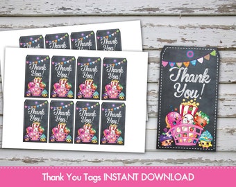 Shopkins Thank you Tags Shopkins Favour Labels Shopkins Thank You Labels Shopkins Treat Bags Tags Shopkins Favor INSTANT DOWNLAOD