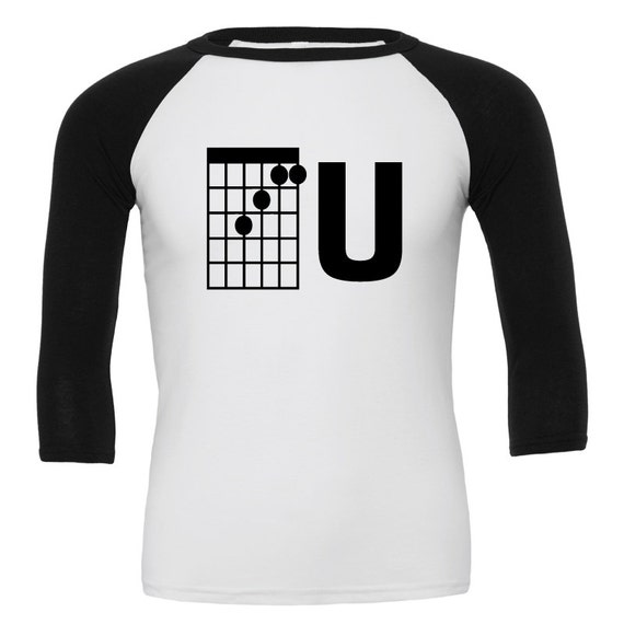 Download FU Guitar F Chord Fuck U Guitar Baseball 3/4 Sleeve T-Shirt.