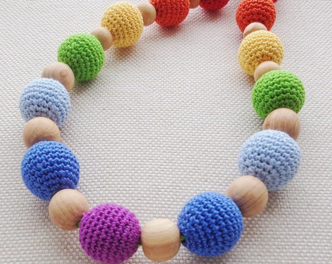 Teething necklace/ Nursing necklace/ Breastfeeding necklace / Babywearing necklace "Rainbow"