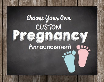 CUSTOM Pregnancy Announcement - You Choose - JPG - Customize - Personalized - Due Date - Printable - Chalkboard