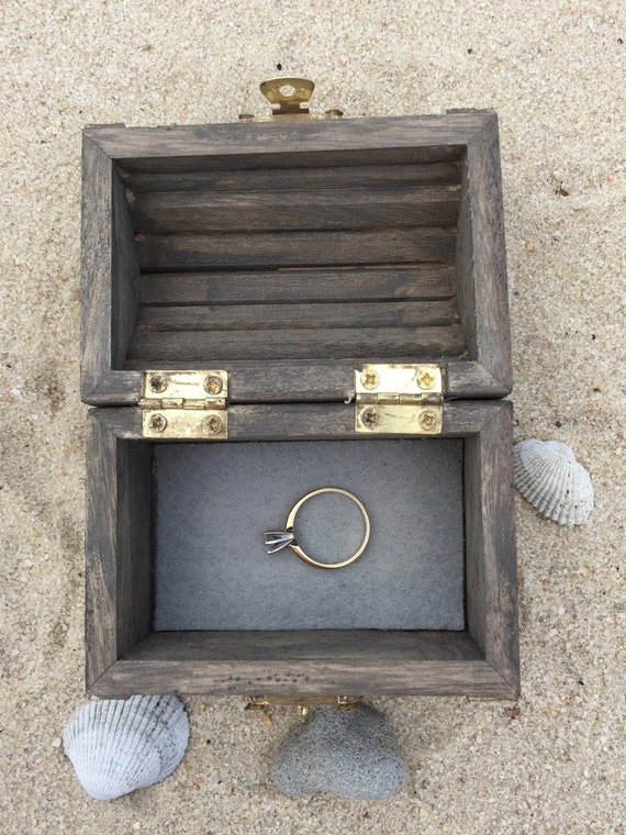 Small Gray Treasure Chest Ring Box Ring by DannySaraCreations