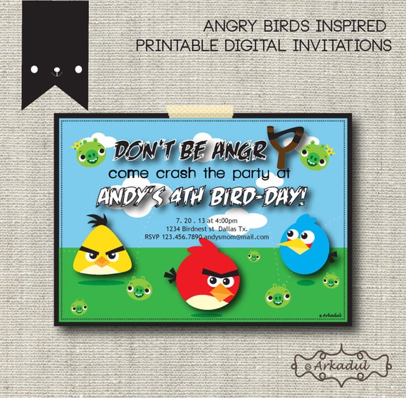 Angry Birds Birthday Party Invitations Printable 9