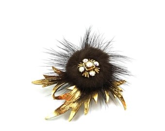Fur Flower Brooch