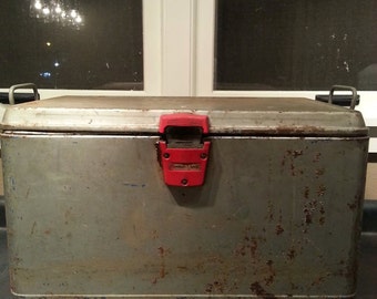 Antique Vintage Retro Steampunk Aluminum Industrial Fishing Boat Cooler - Aluminum Cooler - Photo Prop - Vintage Cooler - Fishing Cooler