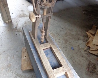 Vintage Log Beam Drill - Hand Crank