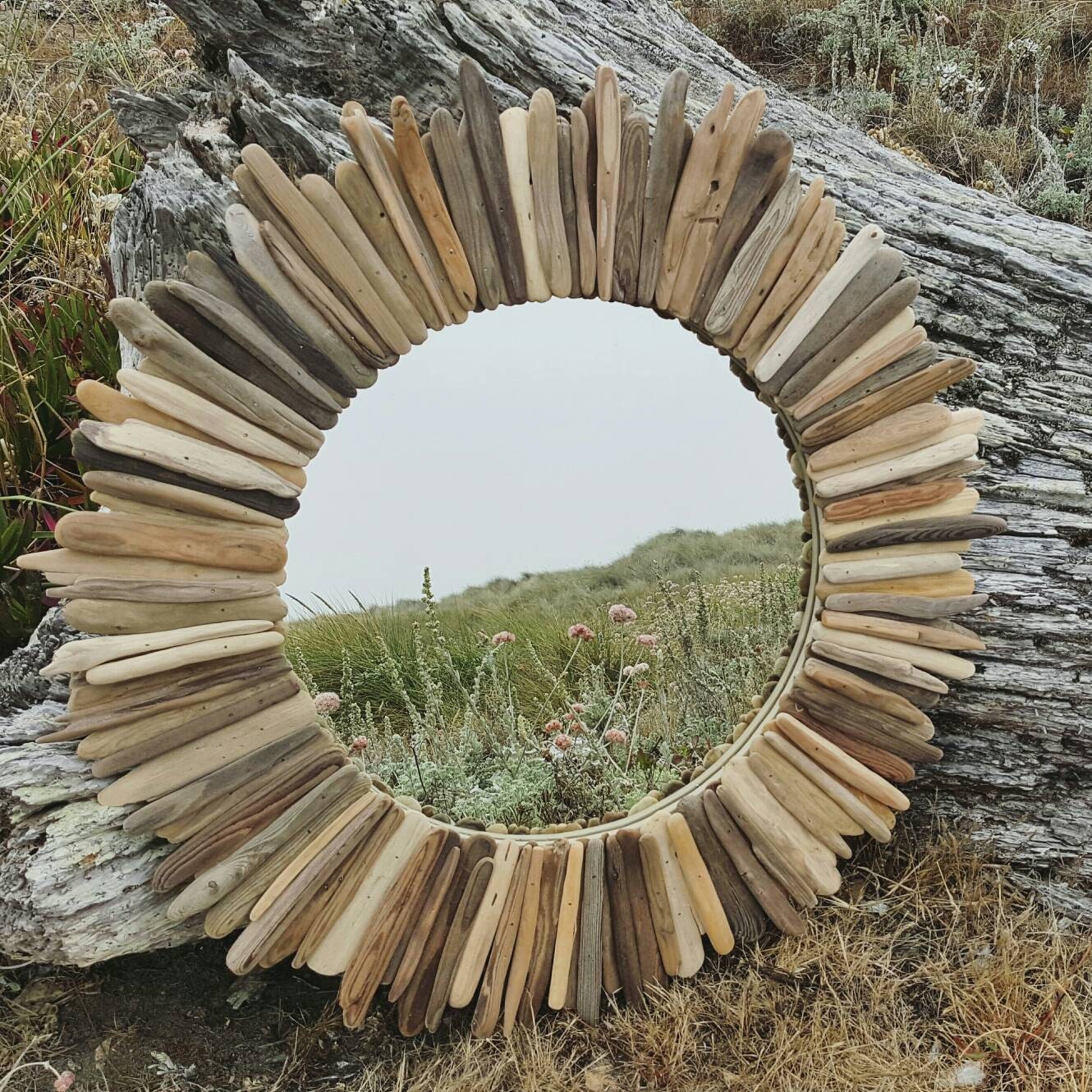 27 Round rustic driftwood mirror ON SALE