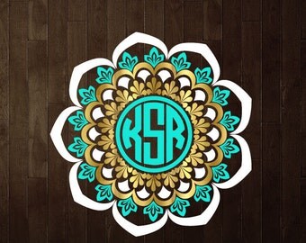3 colors Mandala Monogram frame SVG file. 1 SVG digital graphic, 1 PNG 300dpi instant download. Printable. Id#MM5