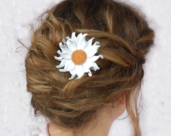 WHITE Wedding Hair Flowers Bridal Hair Pin White Prom Hair Accessory Wedding Hair Clip Flower Bride hair pin sunflower hair clip girl gift