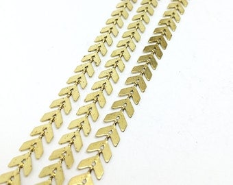 5 Yards Raw Brass Chevron Chain Fish Bone Findings Supplies 6x6.5mm