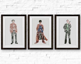 SET, Doctor Who Cross Stitch Pattern, Quote Counted x-Stitch Chart, Dr. Christopher, Dr. David, Dr. Matt, PDF Instant Download