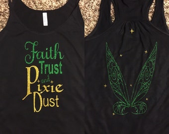Tinkerbell tank, pixie dust, 5k, half marathon, princess shirt, fairy wings, glitter shirt, Tinkerbell running shirt