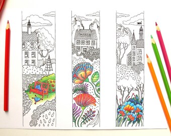 colouring bookmarks etsy