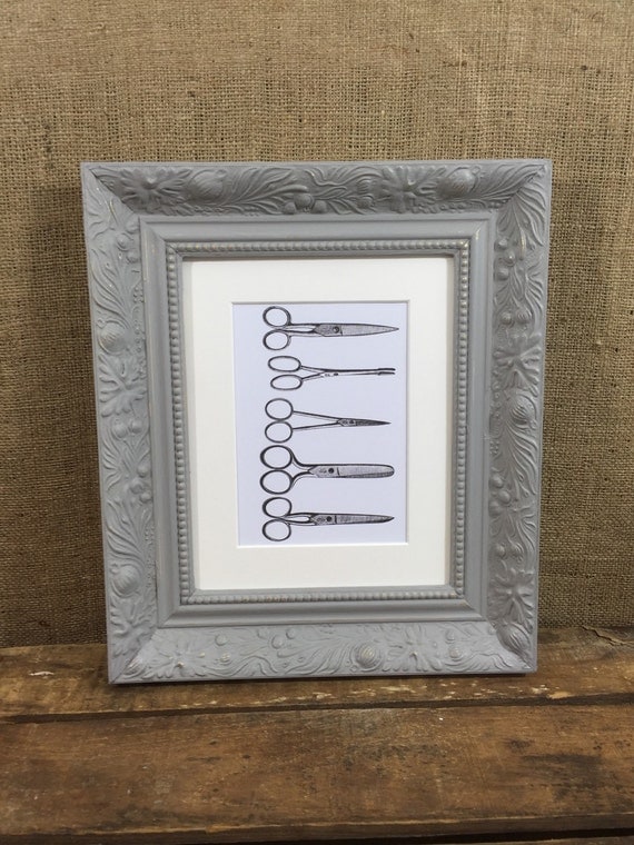 COLOUR FRAME CHOICE Antique Scissor Image / Vintage Craft Scissors Print / Hairdresser / Barber / Seamstress / Tailor / Craft Gift Idea
