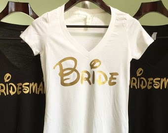 Disney Bride Shirt, Gold, Bachelorette Party Shirts, Disney Bachelorette Party, Bridesmaid Shirts, Bachelorette Weekend, Bridesmaid shirt
