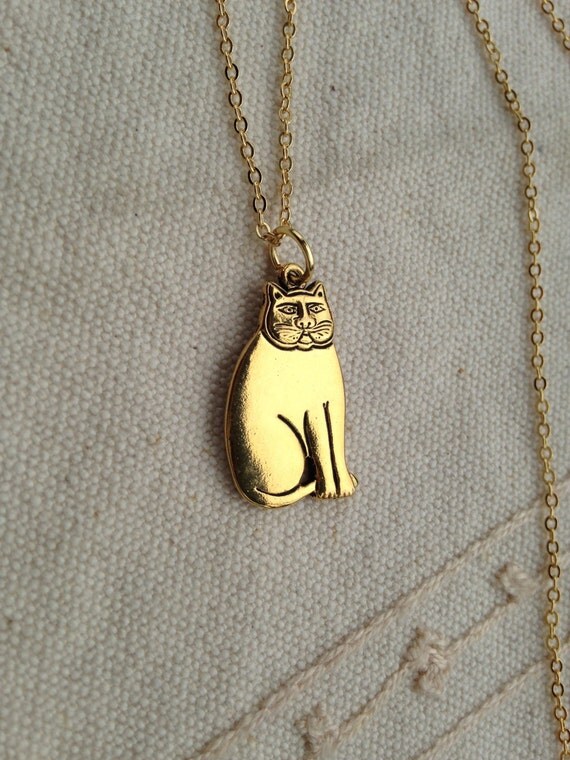 Cat pendant necklace Laurel Burch gold cat pendant cat