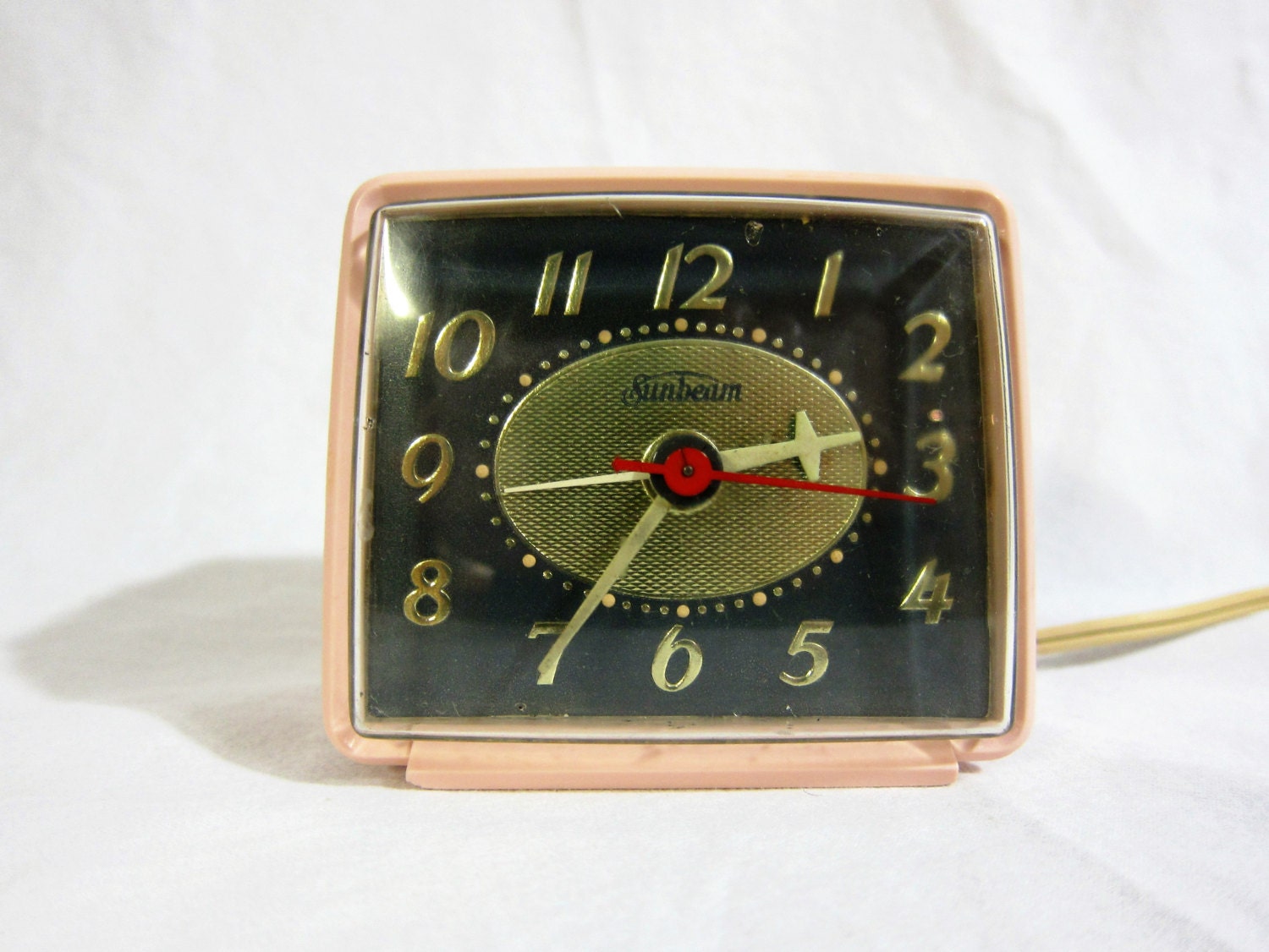 Sunbeam Small Pink Electric Alarm Clock 1963