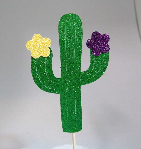 Glitter Cactus Cupcake Toppers Photo Props Party Decor