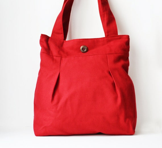 red fabric bag