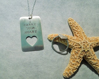 I Carry Your Heart Dog Tag Ring