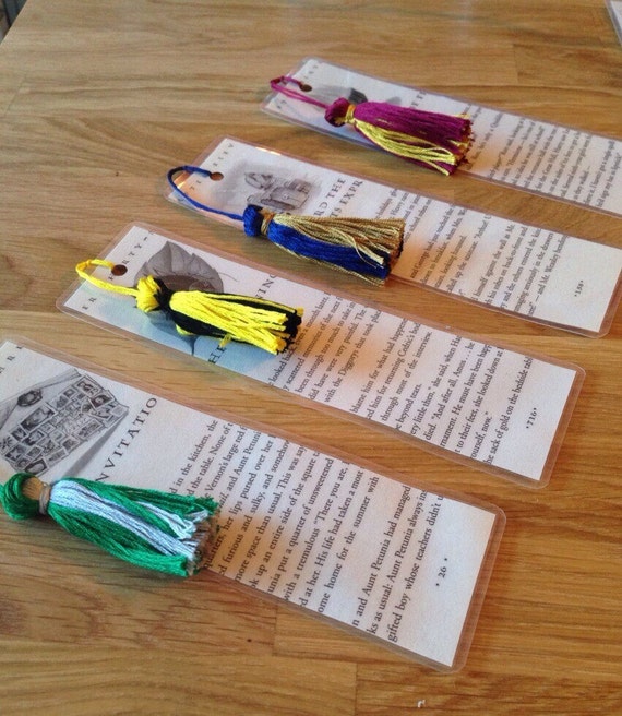 harry potter upcycled house color bookmarks made from actual