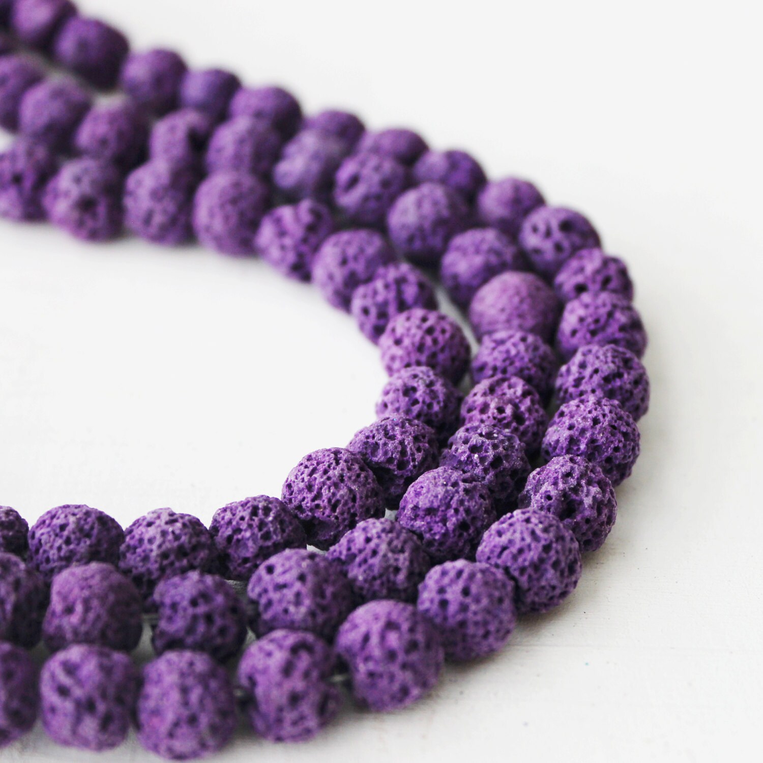8mm Purple Lava volcano rock Gemstone Round Full Strand