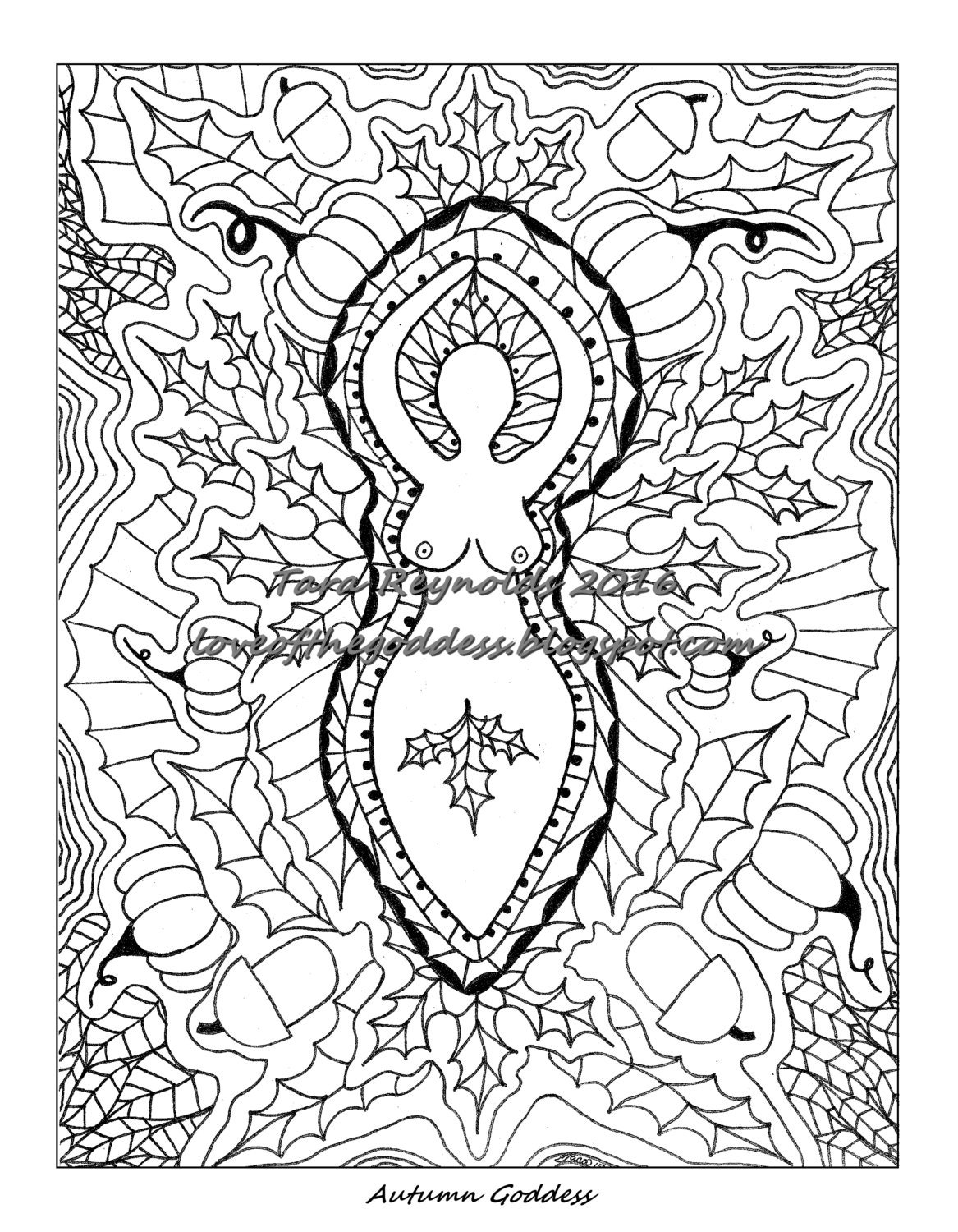 Mabon Goddess Mandala Coloring Page Fall Goddess Art Printable