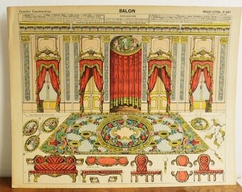 Pellerin Imagerie D’Epinal-No 423 Meubles Accessoires (3 sheets) RARE Paper Model print toy original antique
