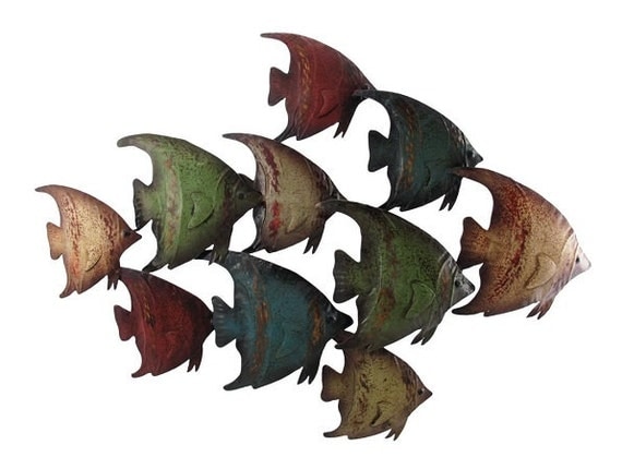 Items similar to Wall Decor Metal Fish Art Home Tropical Hanging ...