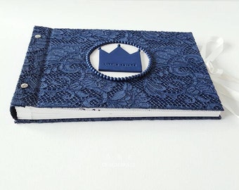Boy Photo Album-Baby Memories Book-Personalized Album-Blue Color- Luxury Lace - Baby Shower Gift-Original Boy Gift-From OreDesignSpace