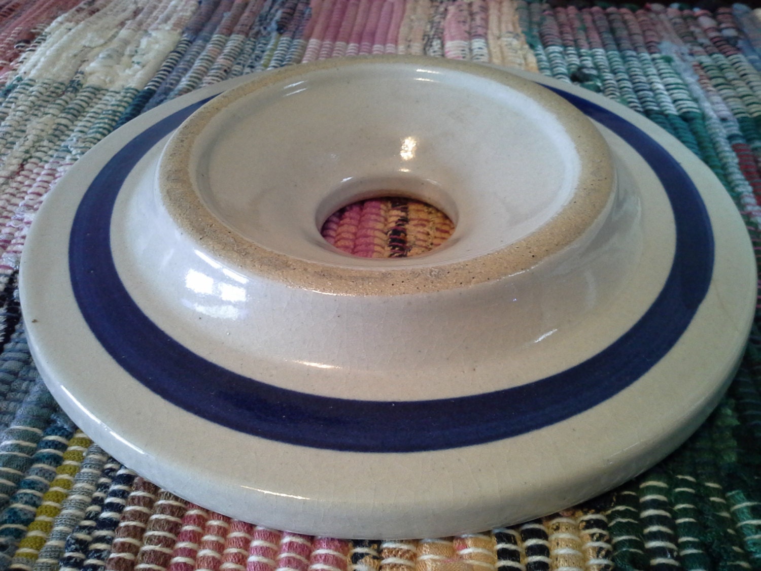 Butter Churn Lid Replacement Lid Crock Blue Ring Stoneware