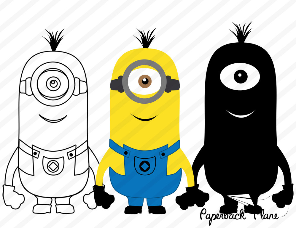 Download minions filloutlinecolored SVG PNG DXF Cut Files use with