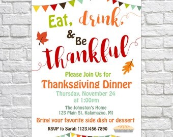 Printable Fall Party Invitation, Thanksgiving Invitation, Thanksgiving Invites, Dinner Party Invitation, Friendsgiving Invitation
