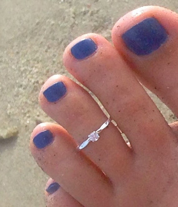 CZ Solitaire Sterling Silver or Gold Fill Fitted Toe Ring or
