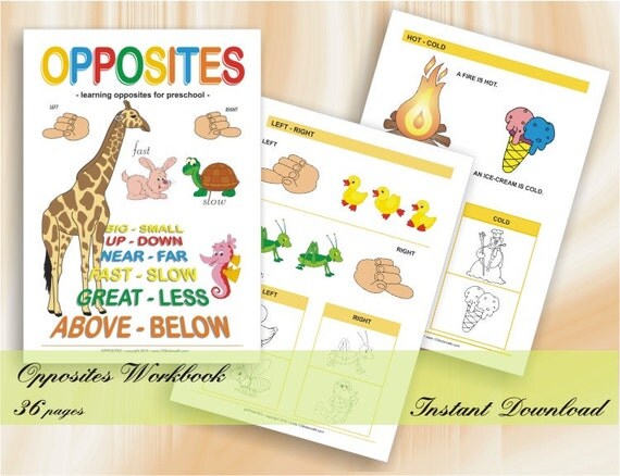 Opposites learning opposites for kindergarten children