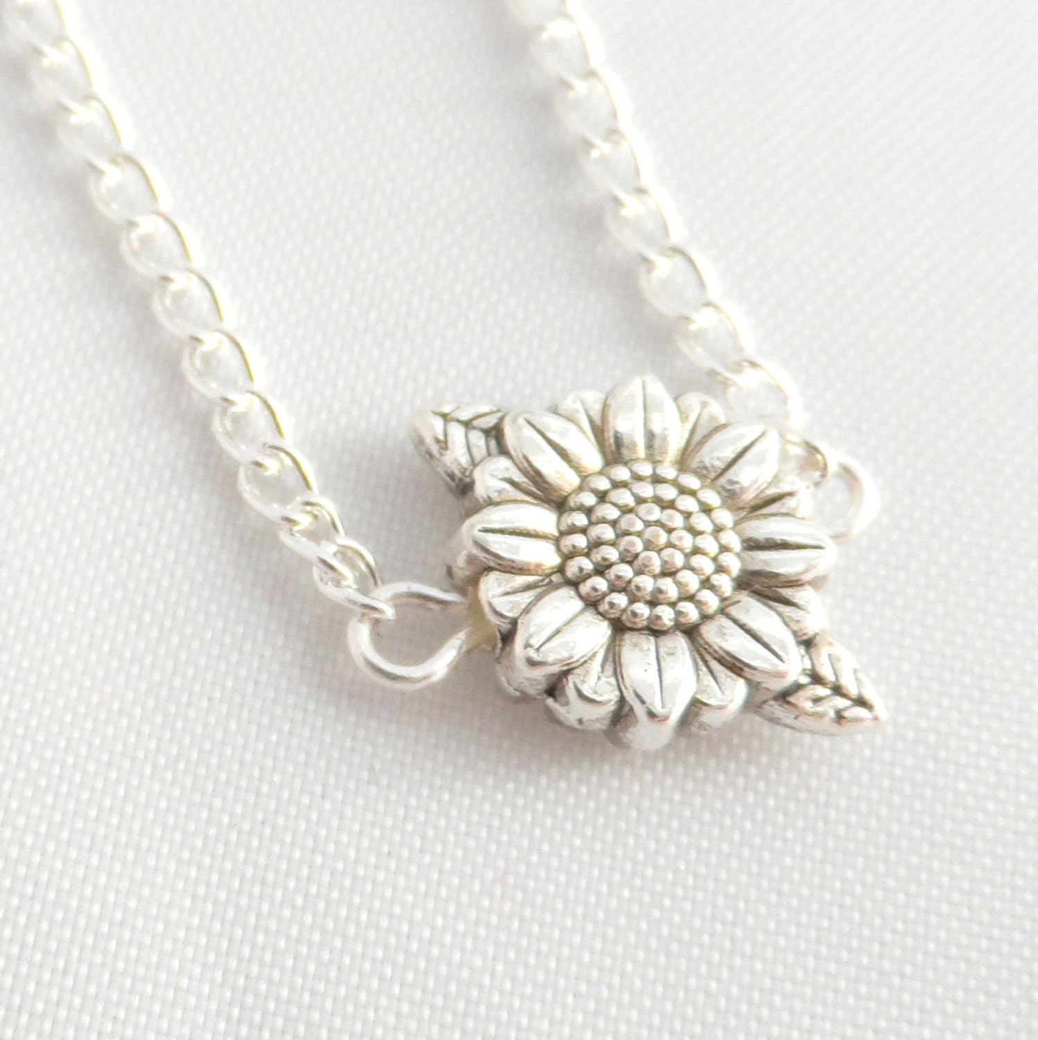 Silver Sunflower Necklace Sunflower Necklace Flower