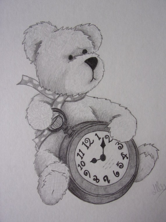  Teddy Bear Pencil Drawing Teddy Bear Drawing by SarahsHookyCrafts