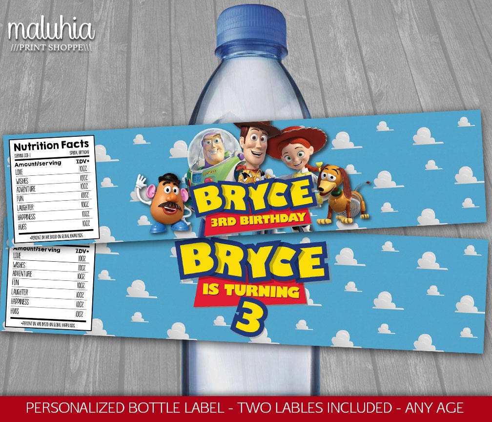 Toy Story Water Bottle Label PERSONALIZED Disney Toy Story