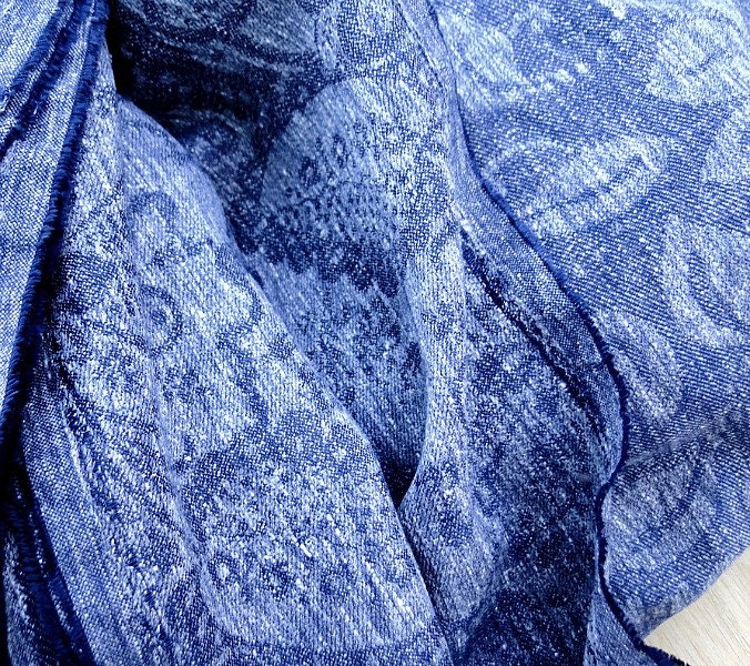 Hemp linen fabric in indigo or heather grey, lightweight hemp cloth