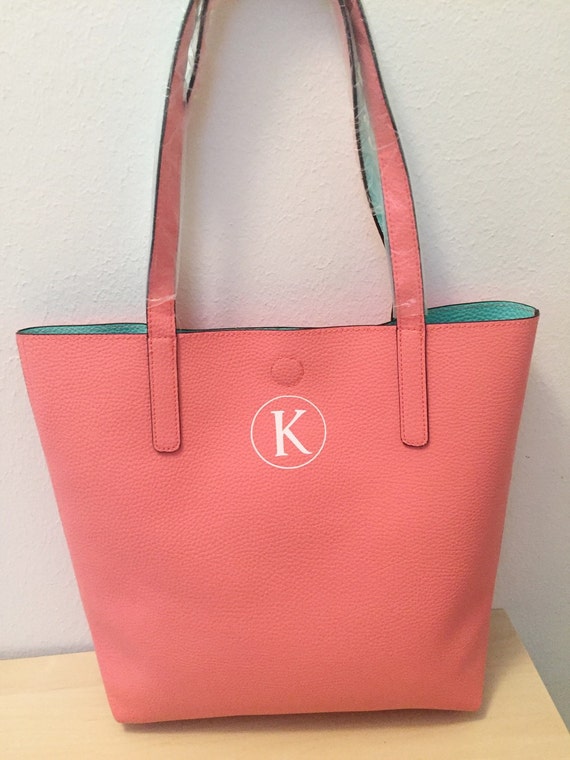 Pink Monogram Tote Monogram Faux Leather Tote by MaywindMarket