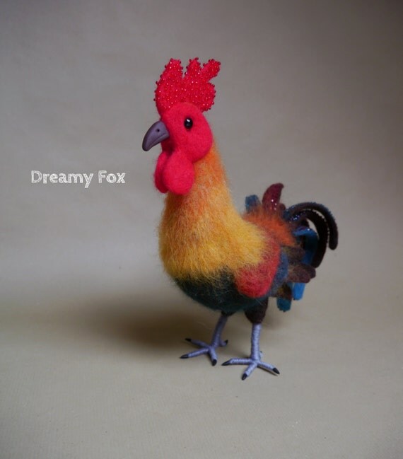 Needle felted rooster
