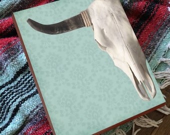 Cow Skull Decor - Cow Skull Print - Cow Skull Wall Art - Wood Art Print