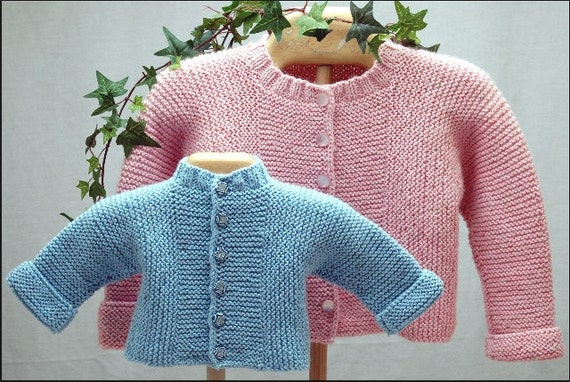 Baby J Cardigan Knitting Pattern, pdf, garter stitch, one-piece from CabinFev...