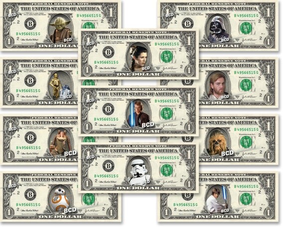 Star Wars Characters on Real Money Custom Dollar Bill Art