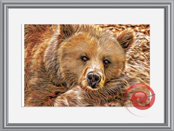 Grizzly Bear Fractal Cross Stitch Pattern by KustomCrossStitch