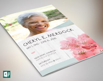 Magnolia Funeral Program Publisher Template