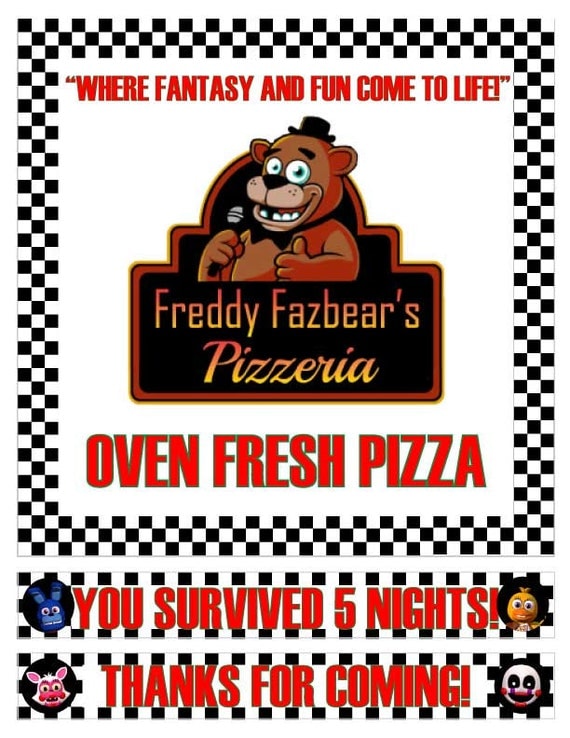 Five Nights At Freddys Printable 8 Pizza Box By Mypartyhelpers 